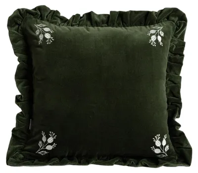 Zdjęcie produktu dla HOMLA Poszewka CORIEL bawełniana z haftem i falbanką zielona 45x45 cm