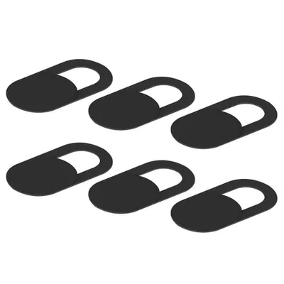 Immagine prodotto di Cadorabo confezione da 6 cover per webcam Cover per webcam in nero Cursore scorrevole per fotocamera universale per smartphone laptop
