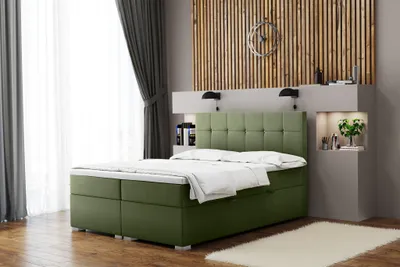 Produktbild von Boxspringbett Schlafzimmerbett ABELT 180x220cm in Stoff Matt Velvet Olive