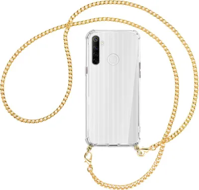 Produktbild von Handykette Backcover-Schutzhülle mit Band (Metall goldfarben) für Realme C3 - goldfarbene Kette