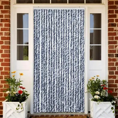 Produktbild von Türvorhang - Chenille Insektenschutzvorhang - 90 x 220 cm - Geräuschlos - Sichtschutz - Grau Weiß