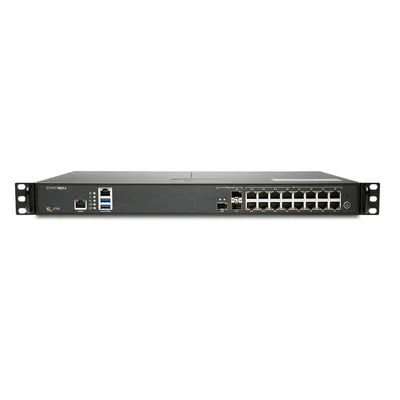 Zdjęcie produktu dla SonicWall NSa 2700, 5,5 Gbit/s, 2,1 Gbit/s, 800 Mbit/s, 73,32 BTU/h, Microsoft Windows Vista 32/64-bit, Windows 7 32/64-bit, Windows 8.0 32/64-bit, Windows 8.1..., 3DES, 128-bit AES, 192-bit AES, 256-bit AES, DES, MD5, SHA-1