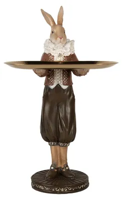Imagen del producto de Clayre & Eef, figura decorativa de conejo, 18x17x31 cm, color beige y marrón, material: plástico