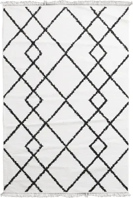 Produktbild von Teppich - Weiß - Schwarz - 160 x 230 cm - Gemustert