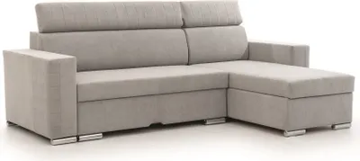 Produktbild von Ecksofa Schlafsofa Sofa CANTON in Stoff Camelia Hellgrau Ottomane Rechts