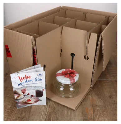Image de 6 pots à yaourt de 435 ml, bocaux en verre avec couvercle cadeau, pots à confiture