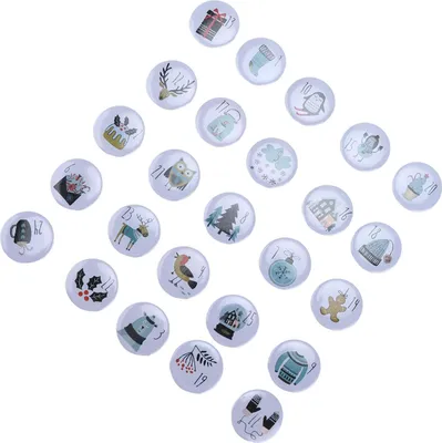 Imagen del producto de Pin con forma de botón con diseño único, pin con forma de botón con motivos de dibujos animados, broche para calendario de adviento, 25 unidades, con motivos de animales de dibujos animados