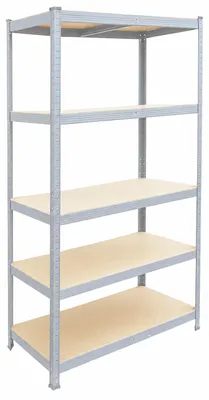 Produktbild von Relaxdays Schwerlastregal, HxBxT: 200 x 90 x 60 cm, 875 kg, 5 Ebenen, Lagerregal Keller, zum Stecken, grau/braun