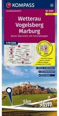 Immagine prodotto di Carta ciclistica KOMPASS 3359 Wetterau, Vogelsberg, Marburg 1:70.000