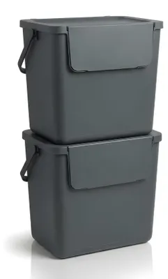 Obrázok produktu pre Stohovateľný odpadkový kôš, 2 kusy, objem 30 litrov, farba antracit