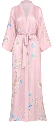 Produktbild von Aensso Kimono-Bademantel für Damen, lang, weich, leicht, seidig, japanisches Blu