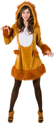 Produktbild von Löwen Kleid Minikleid y Löwin Tier Kapuzenkleid Karneval Fasching Kostüm 46/48