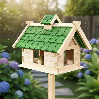 Produktbild von Vogelhaus Weiß Vogelfutterhaus aus Holz Vogelvilla Vögel Ständer Vogelhäuschen