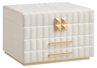 Image de Boîte à bijoux - Blanc - 3 niveaux - 2 tiroirs - Avec miroir
