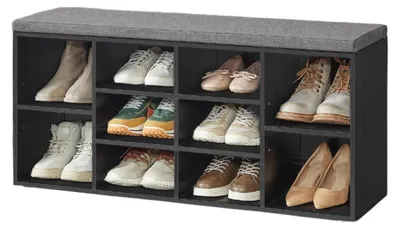 Produktbild von Schuhbank - Schuhregal - Sitzecke - Platzsparend - 30,1 x 104,1 x 48,1 cm - Schwarz