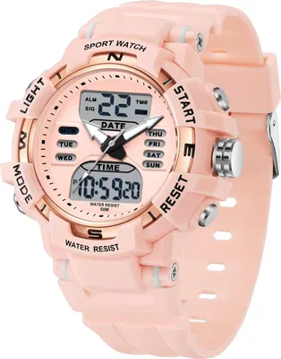 Produktbild von Armbanduhr Kinder Digitaluhr Damen Uhr 5ATM Wasserdicht Kinder Uhren für Jungs Mädchen mit Wecker Kalender Coutdown LED 12/24H Analog Digital Sportuhr