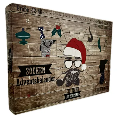 Produktbild von Adventskalender Herren mit 12 Paar Socken - Größe 42-46 - Sockenkalender