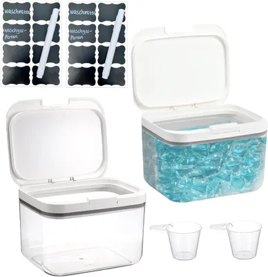Imagen del producto de Caja de almacenamiento para detergente, 2,8 litros, 2 unidades, hermética, con dosificadores, para detergente