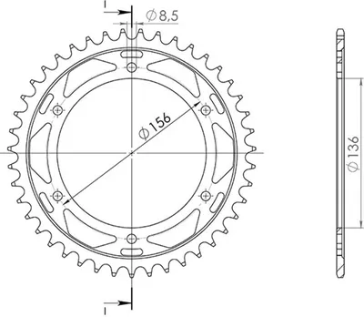 Imagen del producto de Piñón de cadena Supersprox 525 - 43 dientes () RFE-1791:43-BLK | ID 136,0 | LK 156,0 | 6 agujeros