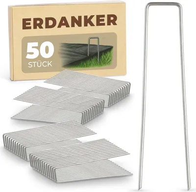 Produktbild von Novatool Heringe Erdanker 150x30x3mm 50 Stück, rostfrei langlebig & extrem stabil, Erdnägel Bodenhaken Erdhaken Bodenbefestigung Bodenverankerung, für Zelt Garten Unkrautvlies Landschaftsbau
