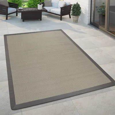 Produktbild von In- & Outdoor Teppich Balkon Küchenteppich Sisal Optik Einfarbig Creme Grau Grösse 120x170 cm