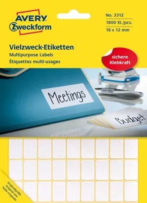 Immagine prodotto di Avery Zweckform® 3312 Etichette universali - 18 x 12 mm, bianco, 1.800 etichette/25 fogli, permanenti
