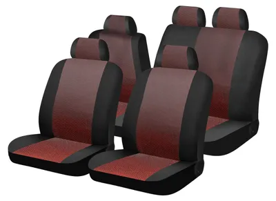 Produktbild von Autostoelhoezen universal, für vorne und hinten, Komplettset, schwarz-rot, Autositzbezug