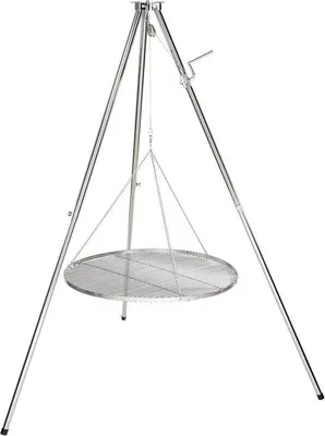 Productafbeelding van Draaibaar Roestvrij Stalen Driepoot Grillframe met 80 cm Rooster