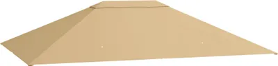 Image de Outsunny Toile de remplacement pour pavillon tonnelle tente toit de rechange gazebo de jardin tissu polyester haute densité 180 g/m² anti-UV 3 x 4 m kaki