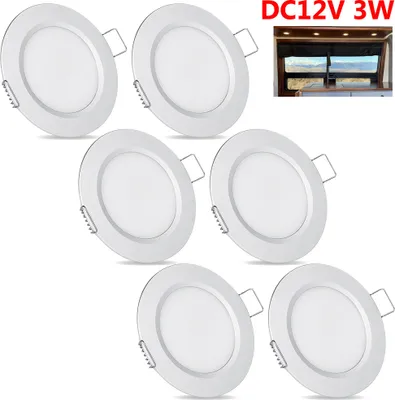 Produktbild von 6x DC 12V LED reflektory zapuštěné reflektory pro obytné automobily LED reflektory stmívatelné, ploché LED stropní spoty, 3W 15LED stropní spoty pro RV loď karavan skříň, studená bílá