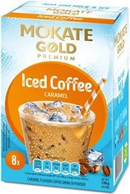 Zdjęcie produktu dla Mokate Gold Premium Iced Coffee Karmel - Rozpuszczalna Kawa Chłodzona 8 X 15G