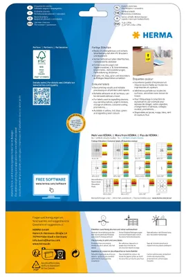 Produktbild von HERMA 4561, Gelb, Rechteck, A4, Universal, Matte, Laser/Inkjet