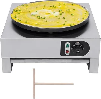 Produktbild von Elektrischer Crepes Maker 40 Cm, Crepes Gerät Mit Hölzerne Spachtel, Crepes Platte Pfannkuchen Maker Für Pancakes Omelettes, Einstellbare Temperatur 50-300 °C, 3 KW