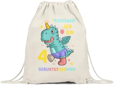 Produktbild von Roooaarr Ich Bin 4 Turnbeutel Gymsack Dinosaurier Dino T-Rex Geburtstag Kindergeburtstag