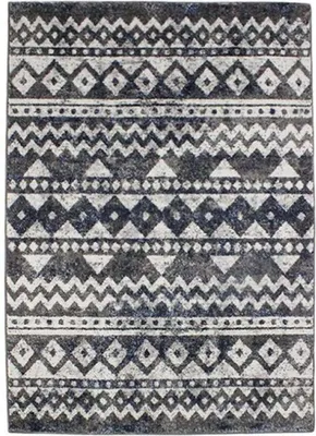 Zdjęcie produktu dla Wełniany dywan z niebiesko-szarymi motywami berberyjskimi 133x190