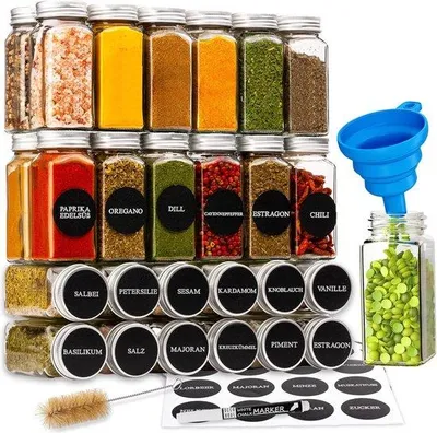 Productafbeelding van Kruidenpotten set, 24 stuks, met schroefdeksels - inclusief etiketten
