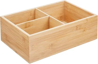 Produktbild von mDesign Deckelhalter Aufbewahrungskorb Organizer 3 Fächer Küche Bambus Natur