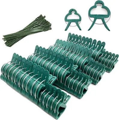 Image de Clips de soutien pour plantes - 60 pièces, 2 tailles, pour les plantes grimpantes et les tiges de soutien, convient pour les vignes et les treillis de tomates