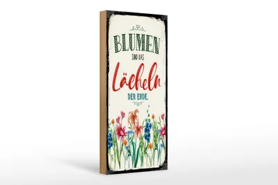 Produktbild von Holzschild Spruch 10x27cm Blumen sind das Lächeln der Erde