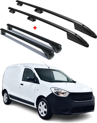 Obrázek produktu pro Sada střešních nosičů pro Dacia Dokker 2012–2021, černá hliníková, 4 ks