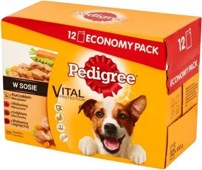 A box of Pedigree dog food.