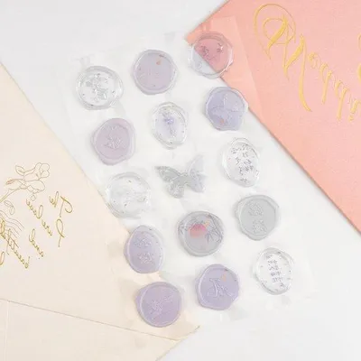 Image de Lot de 60 tampons à cire en plastique, bleu, pour les invitations de mariage