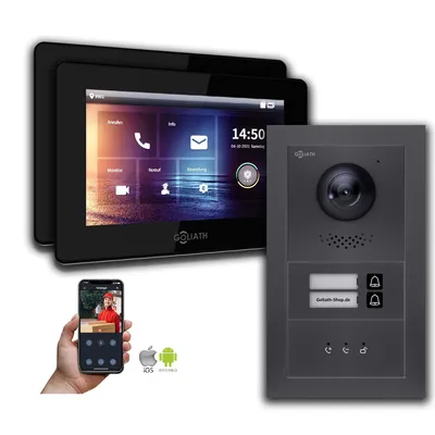 Produktbild von IP 2-Draht BUS Türsprechanlage ZFH | Anthrazit : 7 Zoll Schwarz : Aufputz Dose Monitor Farbe: 7 Zoll Schwarz Montage: Aufputz Dose
