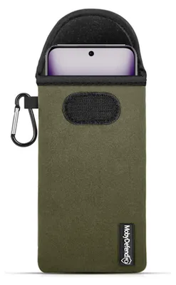 Productafbeelding van MobyDefend Hoesje - Geschikt voor  Oppo Reno12 -  Neopreen Pouch Met Karabijnhaak - Insteek - Riemlus  - Groen