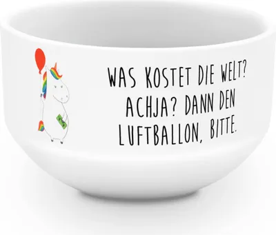 Produktbild von Mr. & Mrs. Panda Schüssel Einhorn Luftballon - Weiß - Geschenk, schale, Einhörner, Freude, Geld, Obstschale, Müslischale, Schüsselchen, Müsli