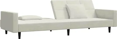 Produktbild von vidaXL Schlafsofa 2-Sitzer mit 2 Kissen Creme Samt