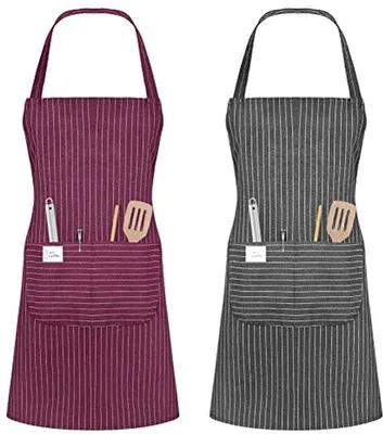 Produktbild von Ultiluxe Kochschürze - 2 Stück - Küchenschürze mit Taschen - 70 x 66 cm - Verstellbar - Für Männer und Frauen - Maschinenwaschbar - Grau/Rot/Rosa