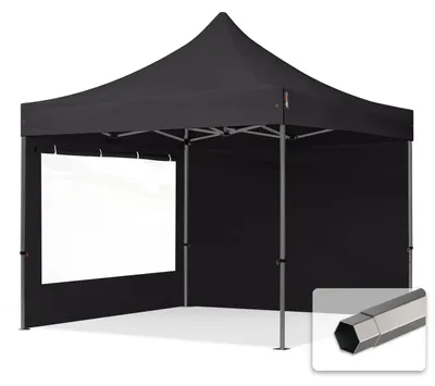Produktbild von TOOLPORT 3x3m Stahl Faltpavillon, inkl. 2 Seitenteile, schwarz