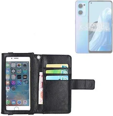 Produktbild von K-S-Trade Handy Hülle Schutz Hülle Kompatibel mit Oppo Reno7 5G Case mit Displayschutz / Schutzfolie Flip Cover Wallet case Etui Hülle schwarz