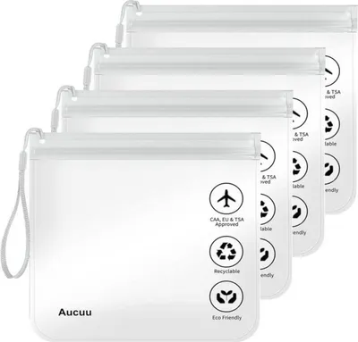 Produktbild von Aucuu 1L Flugzeug Beutel Flüssigkeiten Transparente Kulturtasche 20x20cm